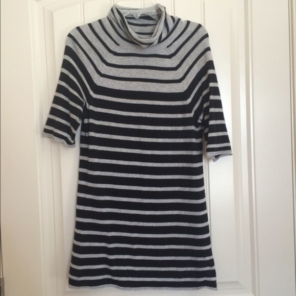 Grey and Black Stripped Turtleneck Sweater - Picture 3 of 5